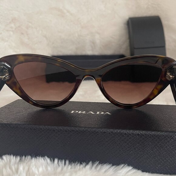 Prada SPR 13Y Havana Acetate Cat-Eye Women's Sunglasses - Picture 8 of 12